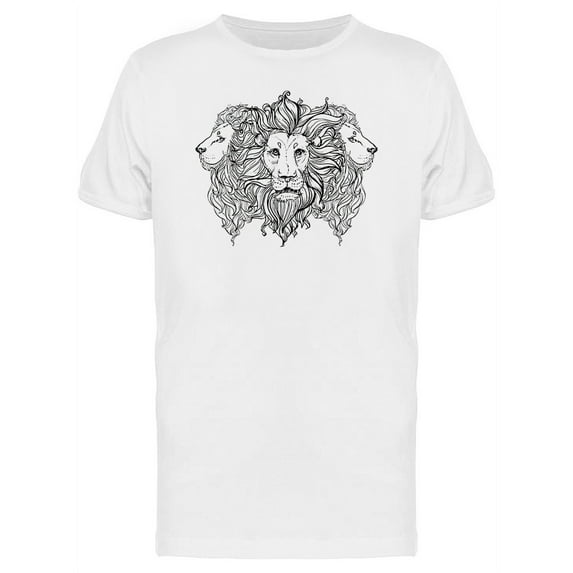 Three Lion Faces T-Shirt Men -Image by Shutterstock, Male 3X-Large