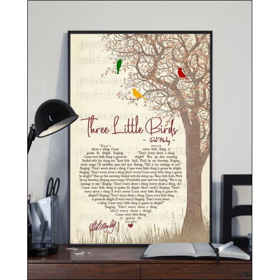 Three Little Birds Bob Marley lyrics poster 11 x 17 Inch Poster