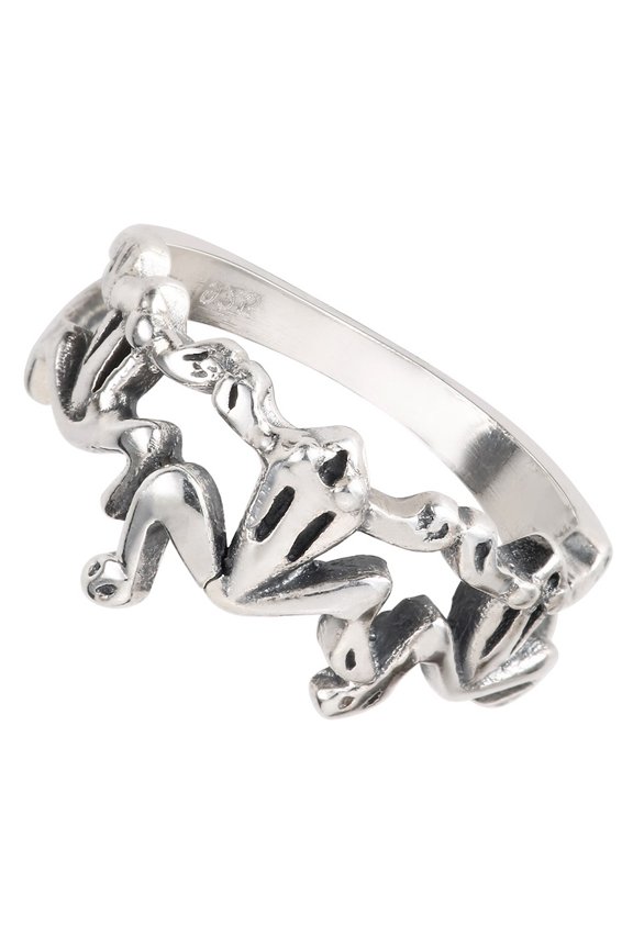 Three Little Frogs Ring Sterling Silver Size 15