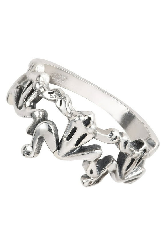 Three Little Frogs Ring Sterling Silver Size 5