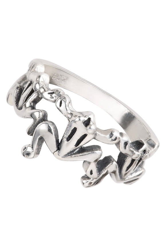Three Little Frogs Ring Sterling Silver Size 9