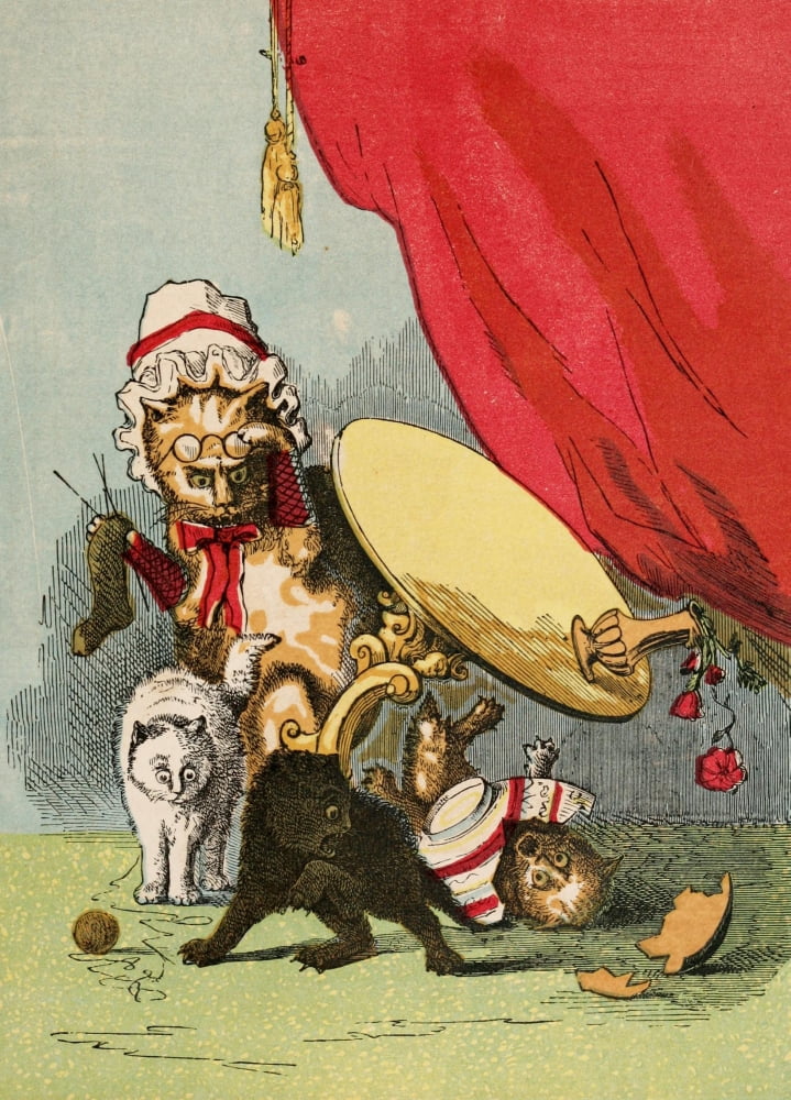 Three Little Kittens 1859 Kittens are naughty Canvas Art - RM Ballantyne (18 x 24)