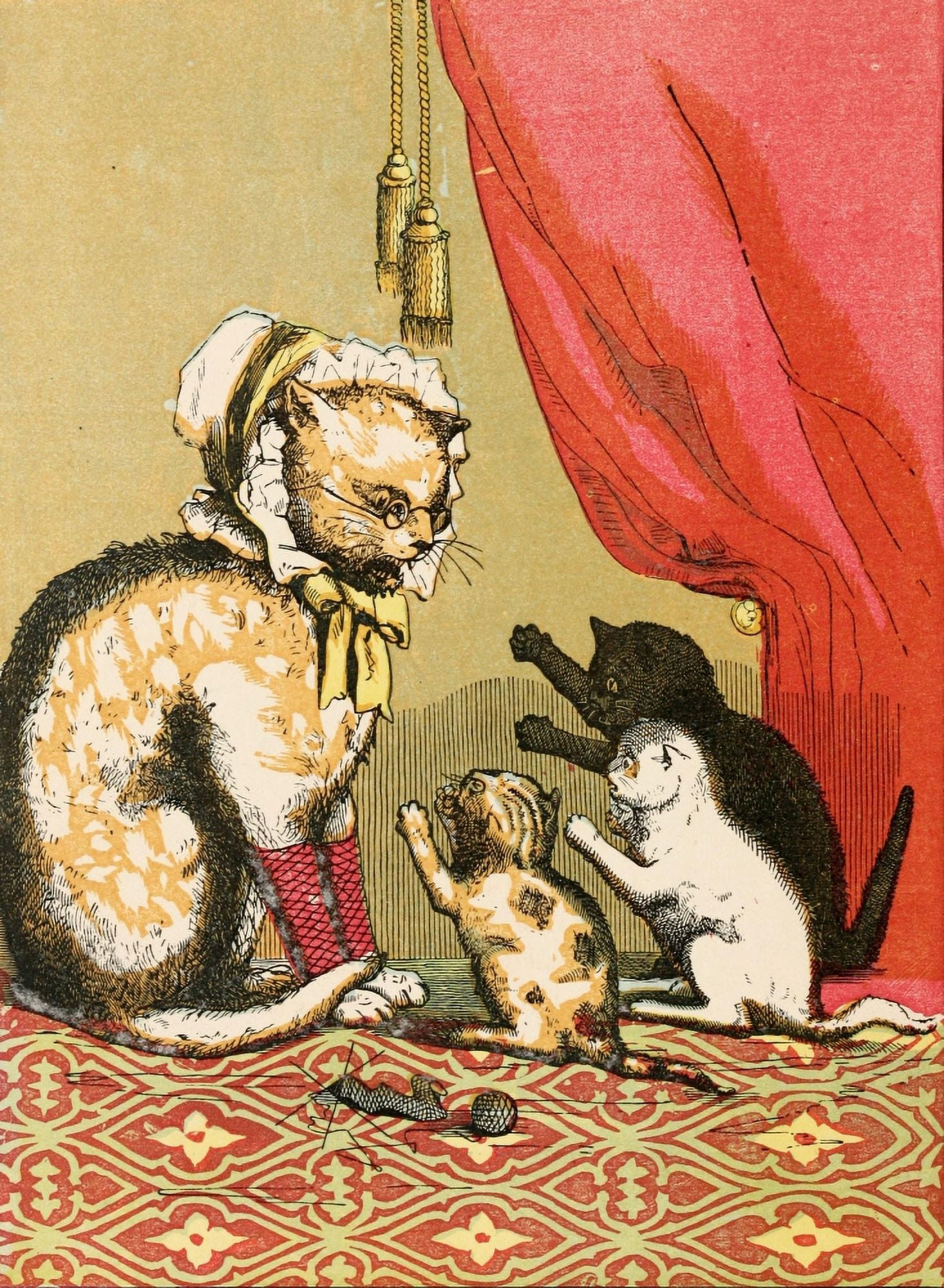 Three Little Kittens 1859 Loss of their mittens Canvas Art - RM Ballantyne (18 x 24)