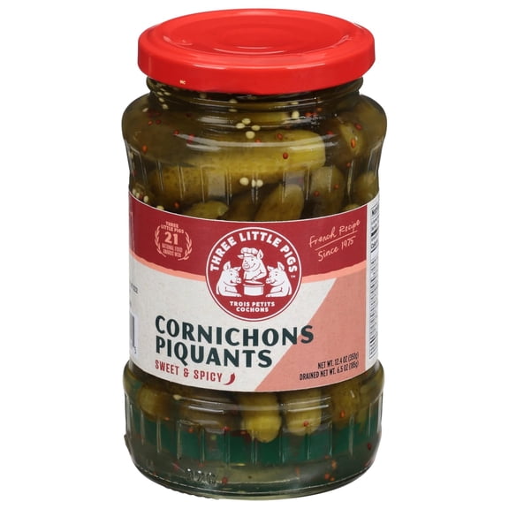 Three Little Pigs Gherkins Sweet Spicy Baby (12 Pack) 12.4 oz