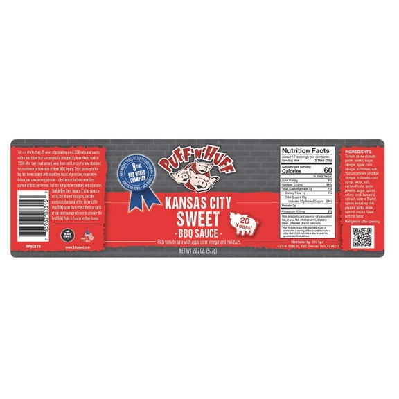 Three Little Pigs KC Sweet BBQ Sauce 20.2 oz