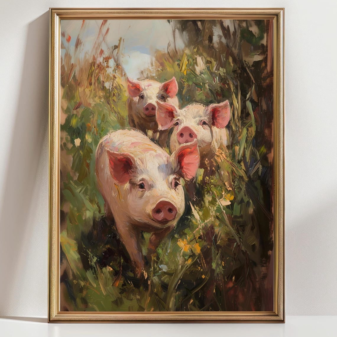 Three Little Pigs Nursery Poster, Whimsical Piglet, Cute Farm Animal ...
