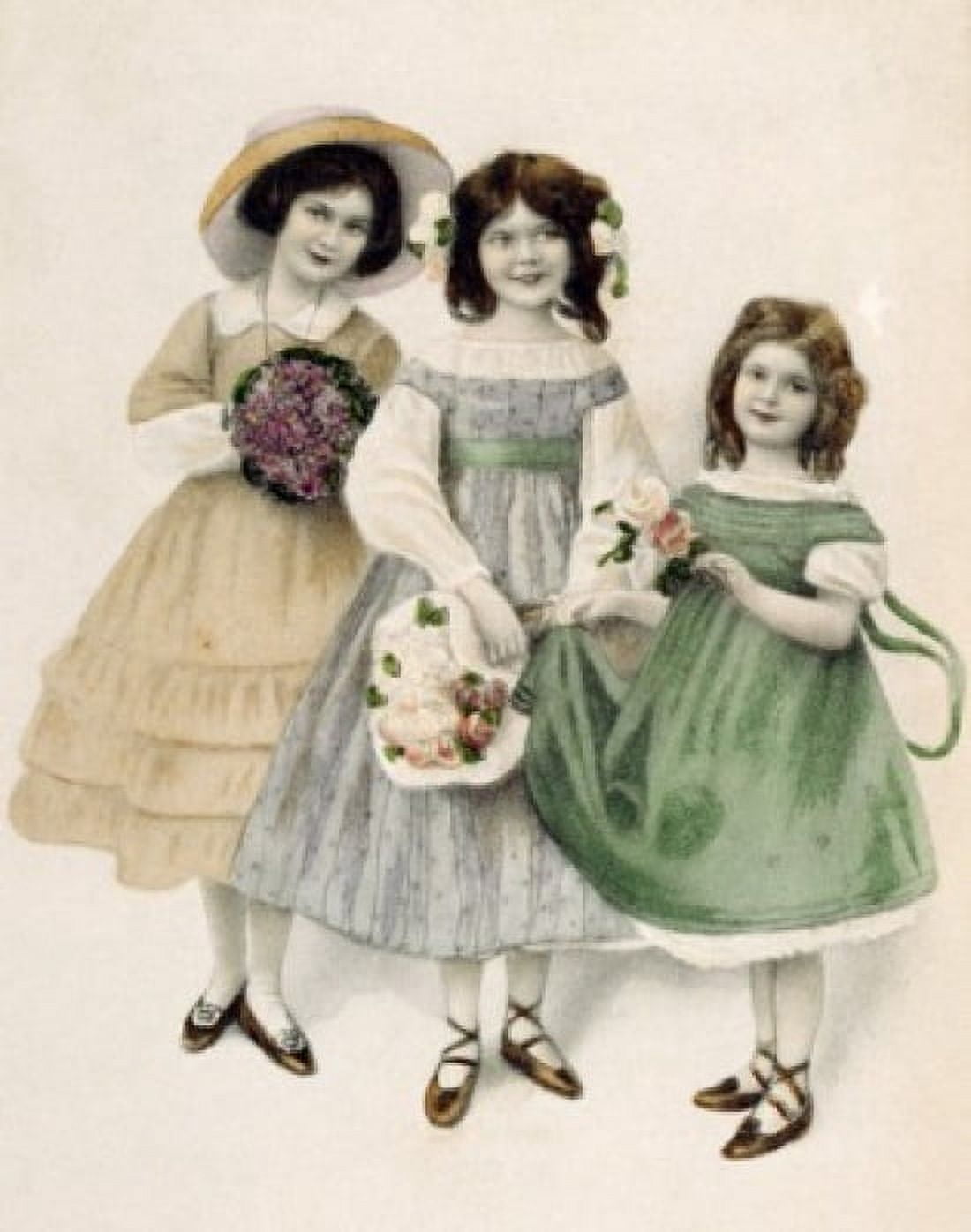 Three Little Women Nostalgia Cards Canvas Art - (18 x 24)