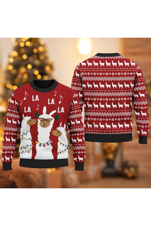 Three Llamas Singing Ugly Christmas Sweater, Llama La La La Xmas Sweatshirt, Christmas Gift For Men Women Kid, Merry Christmas Jumper