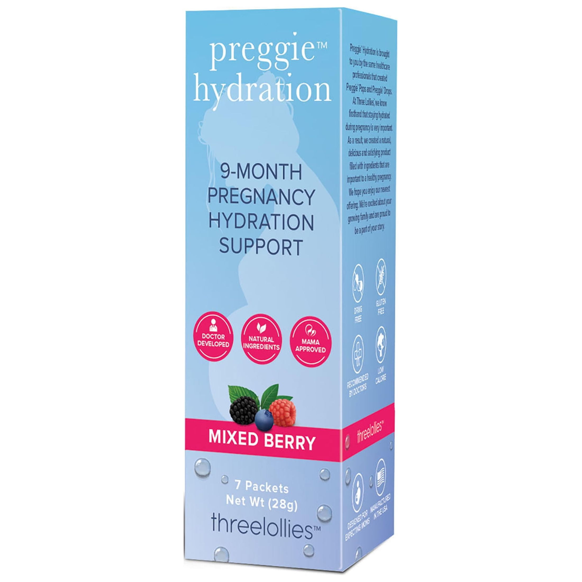 Three Lollies Preggie Hydration Mixed Berry 9Month Pregnancy Hydration