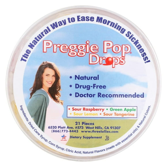 Three Lollies Preggie Pop Drops Assorted Sour Fruit Lozenges, 21 Ea