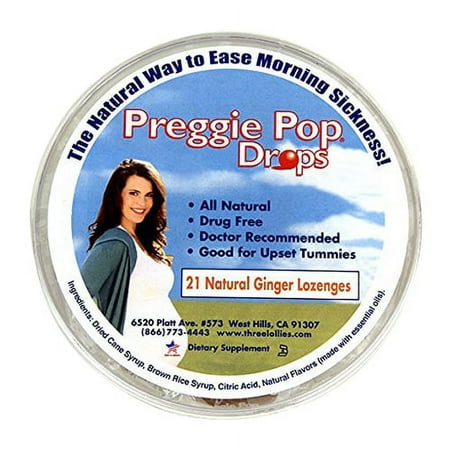 Three Lollies Preggie Pop Drops Ginger Lozenges For Upset Tummies, 21 Ea