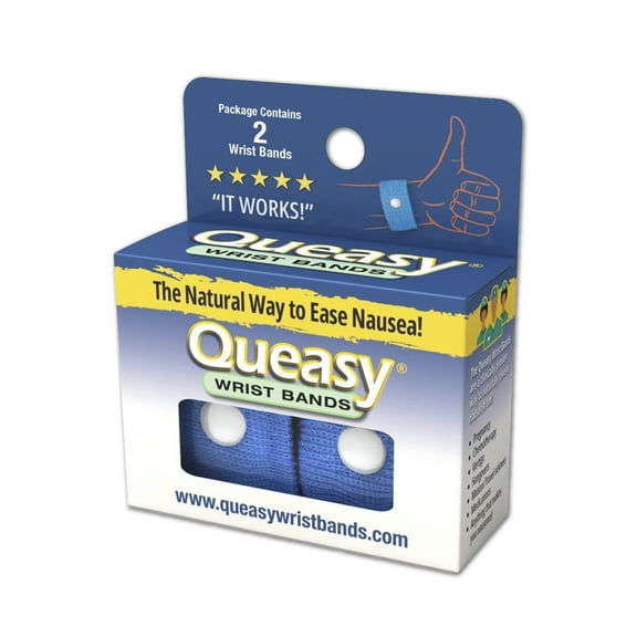 Three Lollies Queasy Wrist Bands - Natural Nausea Relief & Sickness Prevention - Travel & Motion Sickness Bands - Relief from Nausea - Blue - 1 ct (2 Wrist Bands)