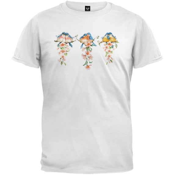 Three Lovebird Sets White T-Shirt - Large
