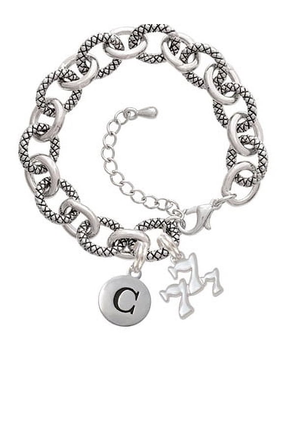 Three Lucky 7s -C- Pebble Initial Diana Bracelet