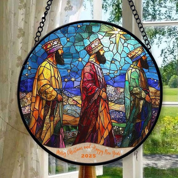 Three Magi 1 Stained Glass Suncatcher Ornament, Holiday Tree Ornament, Gift for Mom, Love Day Home Decor, Festival Gift Ornament, Keepsake 2025