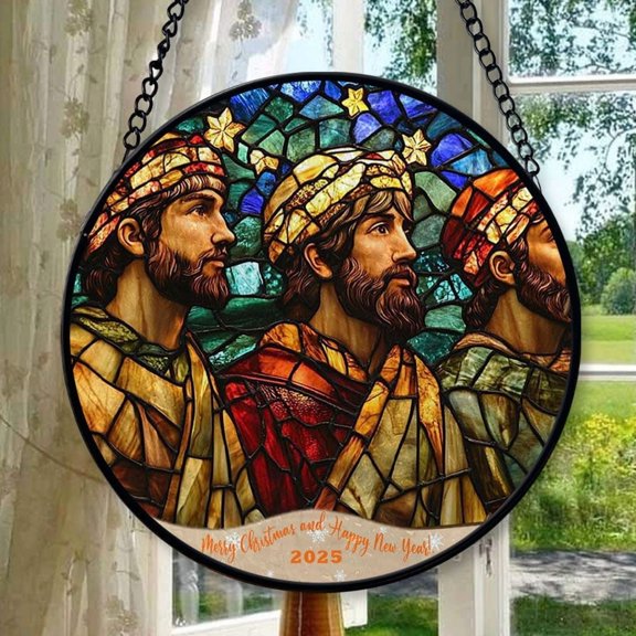 Three Magi 12 Stained Glass Suncatcher Ornament, Christmas Decoration Gift, Special Keepsake for Mother, Romantic Valentine Decoration, Seasonal Festival Keepsake, Keepsake 2025