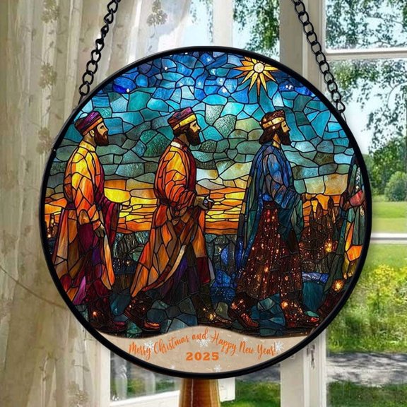 Three Magi 2 Stained Glass Suncatcher Ornament, Xmas Hanging Ornament, Mother’S Day Ornament, Valentine Ornament Gift, Celebration Hanging Decor, Keepsake 2025