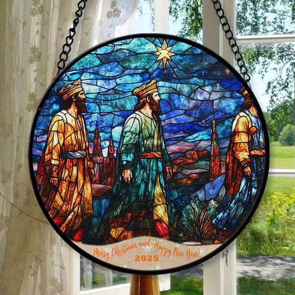 Three Magi 3 Stained Glass Suncatcher Ornament, Christmas Decoration Gift, Special Keepsake for Mother, Romantic Valentine Decoration, Seasonal Festival Keepsake, Keepsake 2025