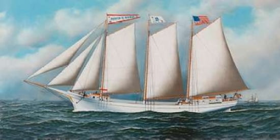 Three Masted Schooner Andrew C Pierce Canvas Art - Antonio Nicolo Gasparo Jacobsen (10 x 20)