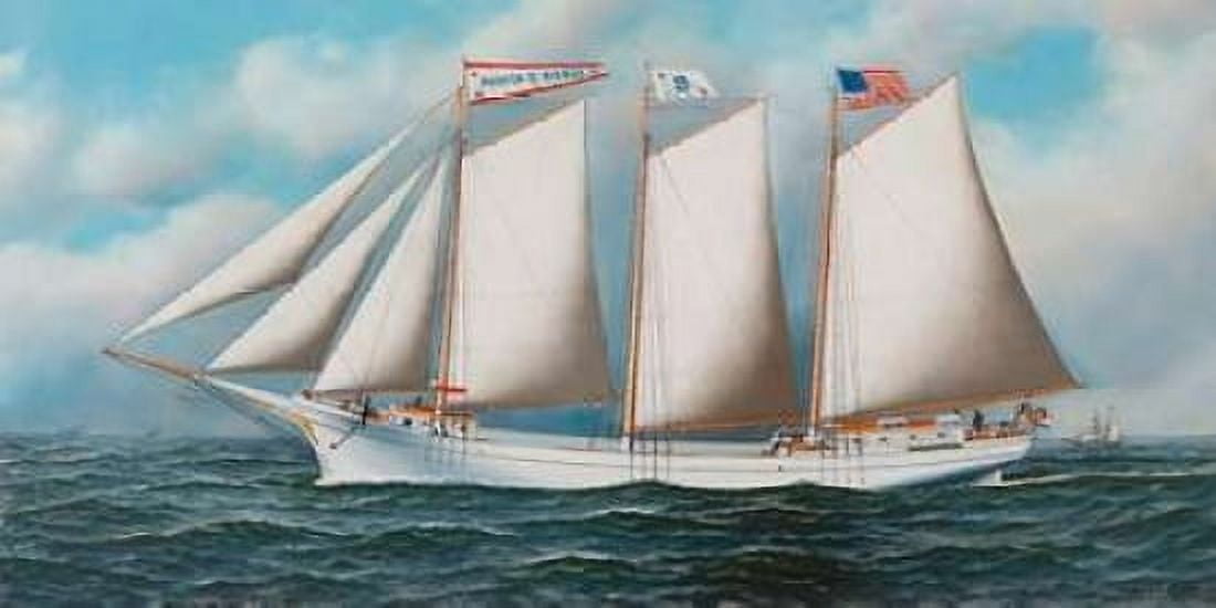 Three Masted Schooner Andrew C Pierce Canvas Art - Antonio Nicolo Gasparo Jacobsen (24 x 48)