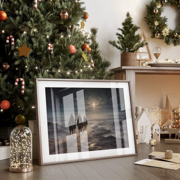 Three Men Nativity Star Wall Art Home Decor Unframed Paper Print