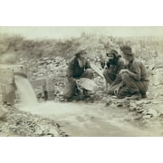 Three Men Panning For Gold In A Stream In The Black Hills Of South Dakota In 1889. Old Timers History (24 x 18)