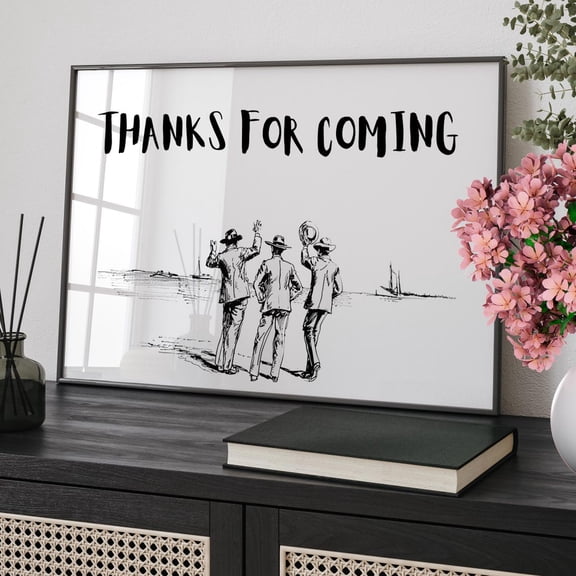 Three Men Thanks For Coming Print, Vintage Sailor Line Art