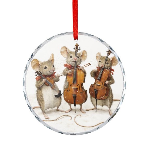 Three Mice Playing Musical Instruments Christmas Ornament Adorable Funny Mice Christmas Tree Glass Ornament Xmas Tree Decor for Kids Mom Dad Friends Loves