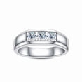 thumbnail image 1 of Three Moissanite Stones 0.2 Carat Moissanite Men's Wedding Ring, 925 Sterling Silver Engagement Band for Women, GRA Certified Jewelry Gift, 1 of 6