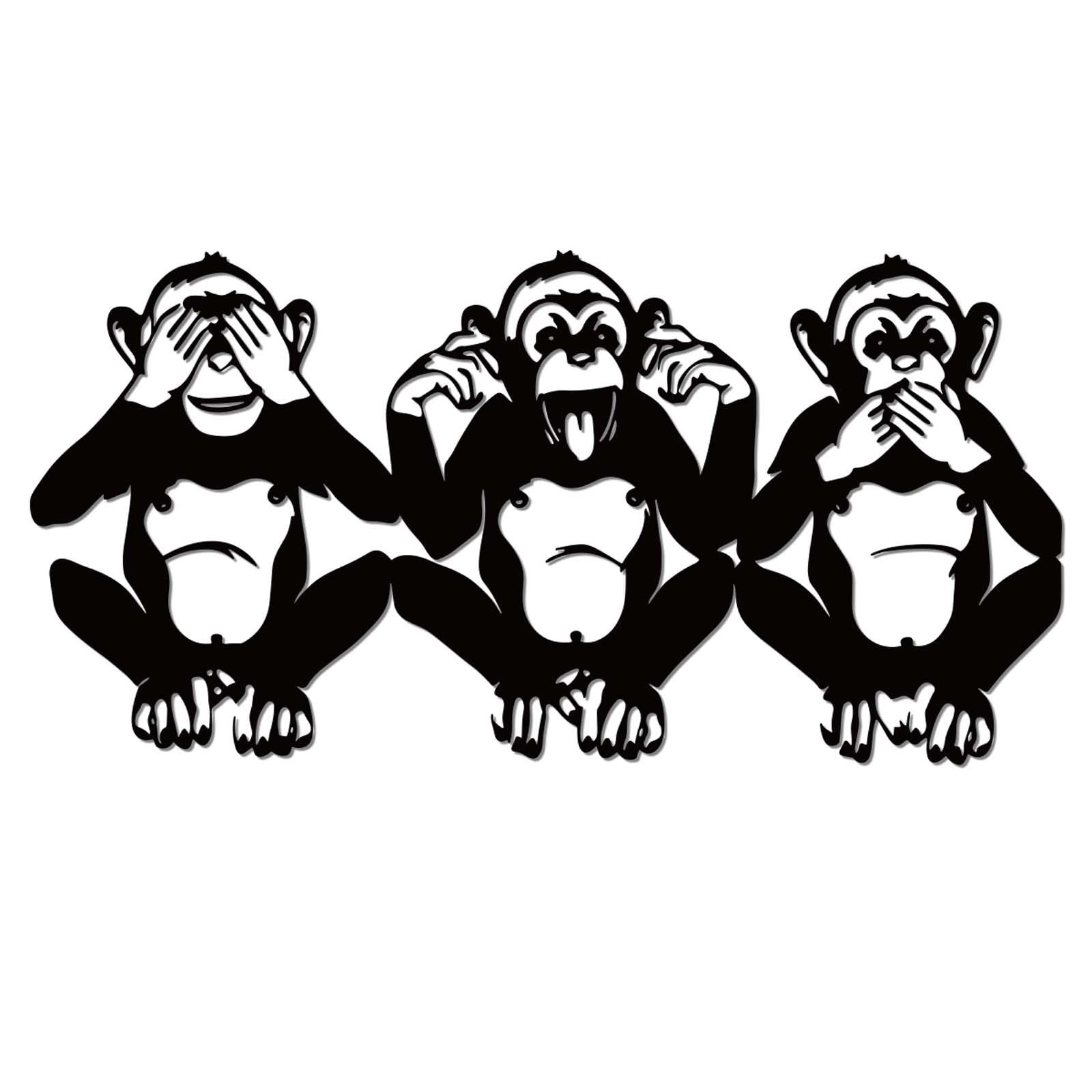 Three Monkeys Metal Wall Art Monkey No See No Hear No Evil Sculpture