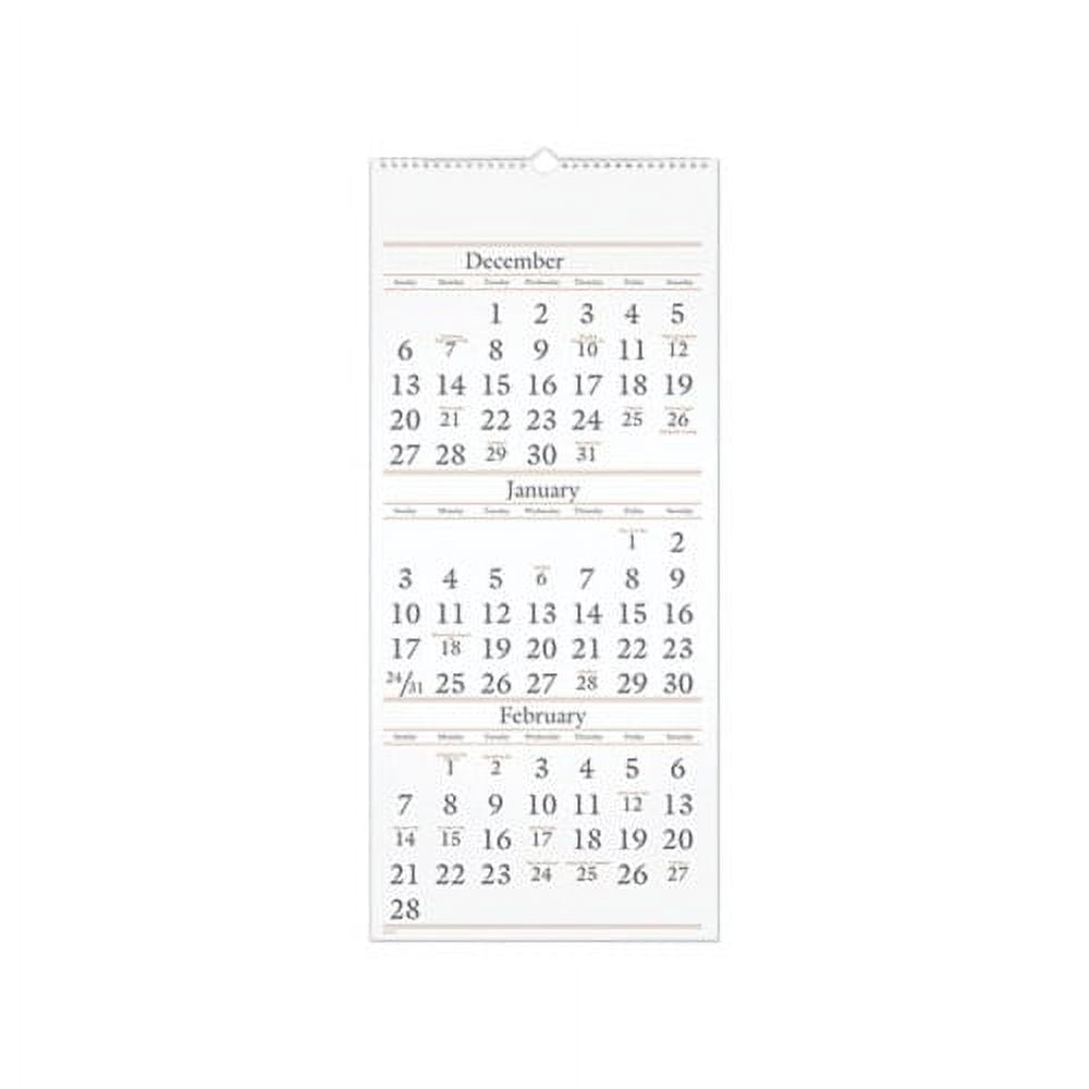 Three-Month Reference Wall Calendar 12 x 27, 2021-2023