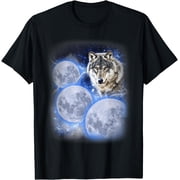 Three Moon Wolf 3 Moons Howling At Space Wolf Magic T-Shirt