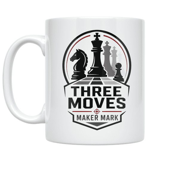 Three Moves Maker Mark - Chess Enthusiast - 11 oz Ceramic Coffee Mug