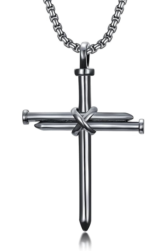 Three Nail Cross Necklace 925 Sterling Silver 3 Nail Cross Pendant Christian Jewelry Gifts for Men 22+2"
