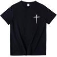 thumbnail image 1 of Three Nails Cross T-Shirt God Christian Faith Jesus Shirt Crew Neck Short Sleeve Tee Tops, 1 of 5