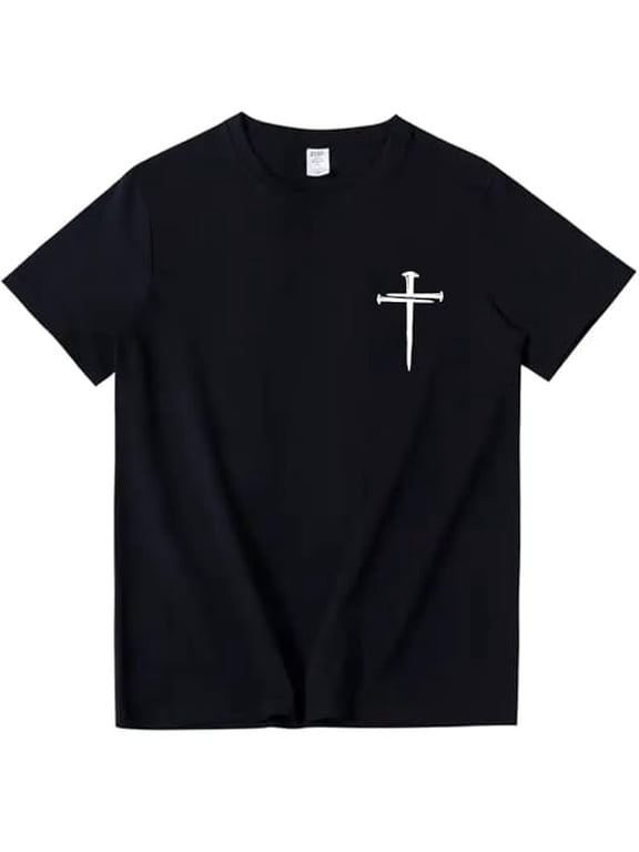 Three Nails Cross T-Shirt God Christian Faith Jesus Shirt Crew Neck Short Sleeve Tee Tops