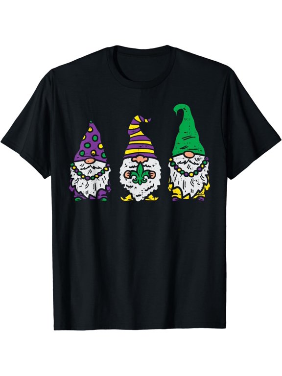 Three Nordic Gnomes Jester Beads Tomte Mardi Gras Carnival T-Shirt
