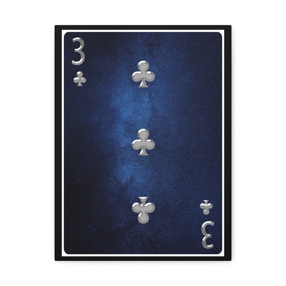 Three Of Clubs Space Background Playing Card Canvas Wall Art for Home Decor Ready-to-Hang