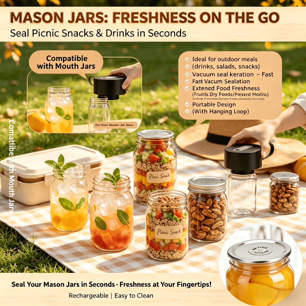 Three In One Upgrade Electric Mason Jar Sealing Machine Heavy Duty Can Sealer Vacuum Sealing Device For Jam Dried Goods Grain Canning Food Preservation