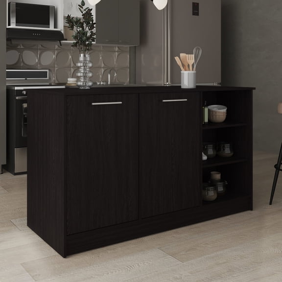 Three Open Shelves, Concealed Storage - 26" x 59" Countertop for Meal Prepping Kitchen Island