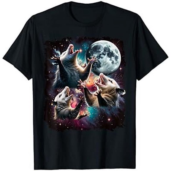 Three Opossum Moon | 3 Possum Moon Funny Weird Cursed Meme T-Shirt