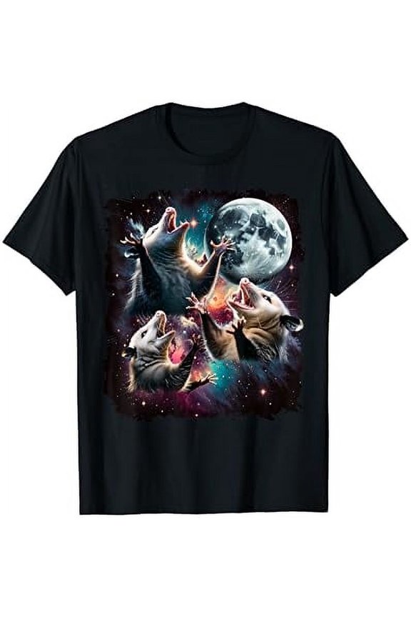 Three Opossum Moon | 3 Possum Moon Funny Weird Cursed Meme T-Shirt