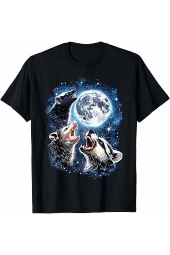 Three Opossum Raccoon Skunk Moon Howling Funny Animal Meme T-Shirt