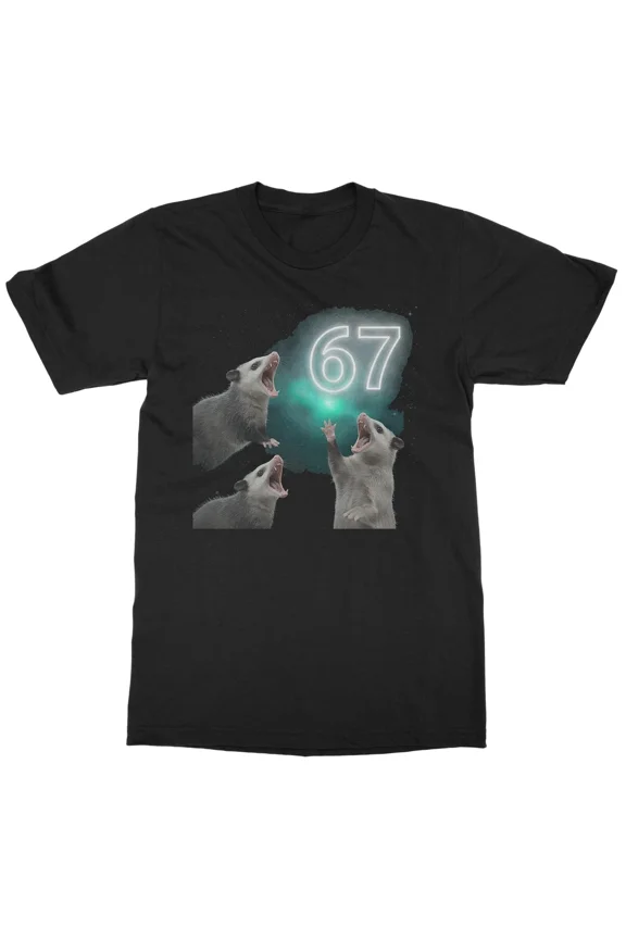 Three Opossums 67 Meme Funny Six Seven Moon Howling Unisex T-Shirt, S-5XL