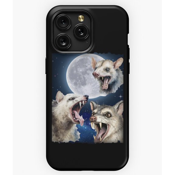 Three Opossums Howling Moon M3449 Phone Case for iPhone 17 16 15 14 13 12 11 Pro Max