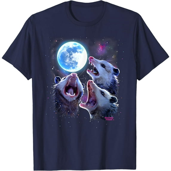 Three Opossums howling at the Moon Funny Pet Possum Unisex T-Shirt for Men Women Kids Toddler,Navy Color,Size YL