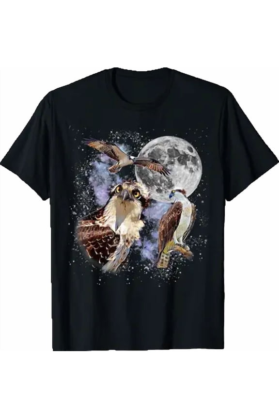 Three Osprey Moon Retro Graphic 90s Vintage T-Shirt