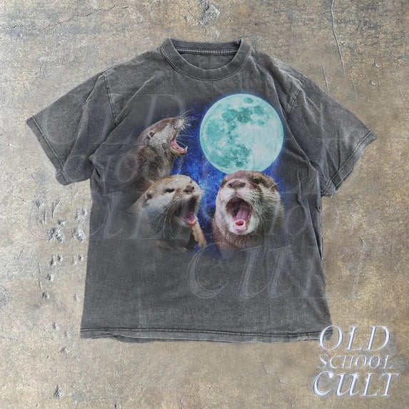 Three Otters Vintage Graphic T-shirts Retro Otter Moon Tshirt Otter ...