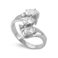 thumbnail image 1 of Three Oval Stone Wild Flower Cubic Zirconia Ring Sterling Silver 925, 1 of 2