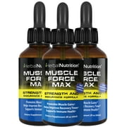 Three Pack - Body Building Supplement Muscle Force Max Strength & Endurance Drops 175mg of Proprietary Growth Formula, Muscle Building and Recovery